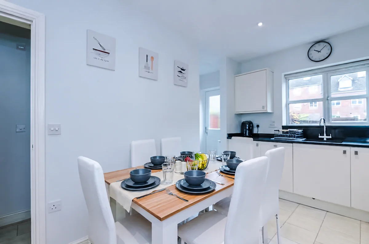 Kitchen and dining area in Umar's Wythenshawe house