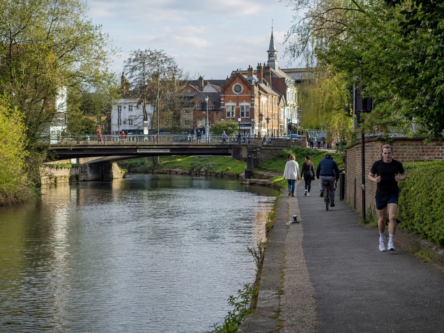River Stort and road bridge in Bishop's Stortford.
